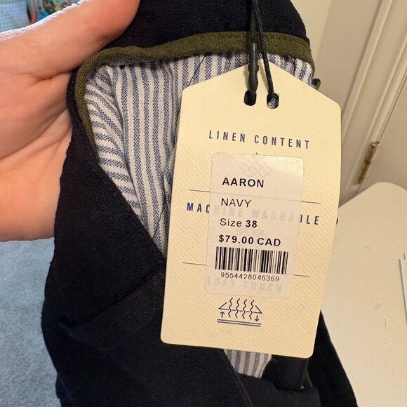 Scott Ellis Linen Shorts Navy Blue NEW Size 38 Regular Fit - Picture 7 of 10